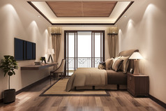 呈现美丽的最小的奢侈品亚洲卧室套房酒店与