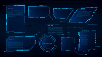 胡德科技标题框架接口虚拟未来主义的插图的编号网格显示蓝色的全息图用户接口现代向量指示板未来图形网络空间电子菜单胡德科技标题框架接口虚拟未来主义的插图的编号网格显示蓝色的全息图