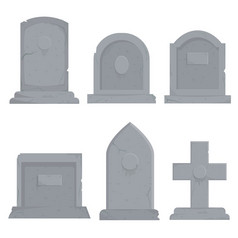 集合不同的各种各样的墓碑向量图形插图卡通灰色坟墓装饰集孤立的白色背景概念葬礼仪式设计集合不同的各种各样的墓碑向量图形插图