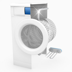 洗机清洁概念孤立的白色背景渲染
