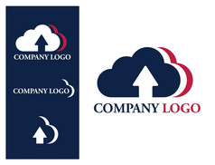 标志设计元素云公司标志三个彩色的云与上传箭头标志