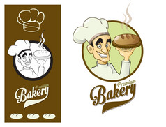 标志设计元素溢价面包店快乐贝克展示面包面包