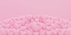 情人节rsquo一天爱概念粉红色的心形状重叠背景与复制空间