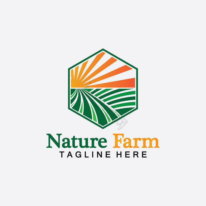 自然农场和农业向量标志插图太阳农场孤立的