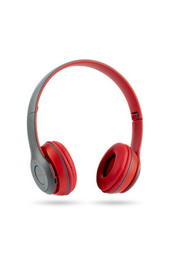 现代设计红色的颜色无线耳机孤立的白色背景
