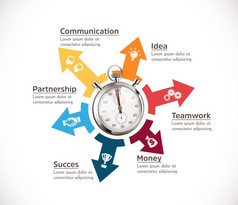 时间管理概念秒表内部圆箭头信息图表