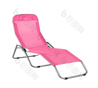 粉红色的帆布躺椅孤立的白色背景粉红色的帆布躺椅