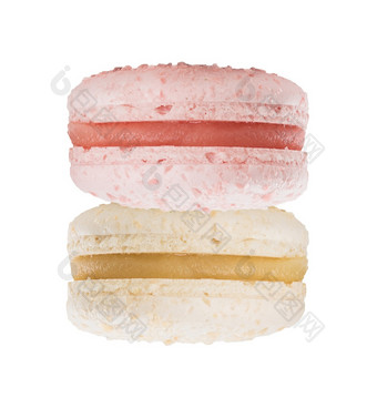 美味的色彩斑斓的蛋白杏仁饼干孤立的白色背景美味的色彩斑斓的蛋白杏仁饼干