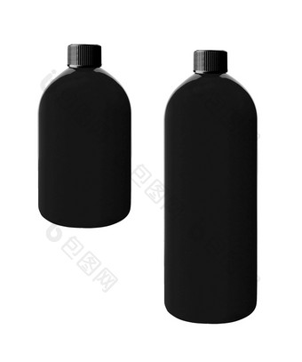 黑色的洗发水瓶孤立的白色黑色的洗发水瓶