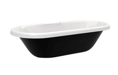 前视图现代黑色的浴缸孤立的白色背景前视图现代黑色的浴缸
