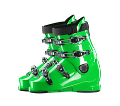 一对green-dark滑雪鞋孤立的白色背景一对green-dark滑雪鞋