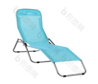 蓝色的帆布躺椅孤立的白色背景蓝色的帆布躺椅孤立的