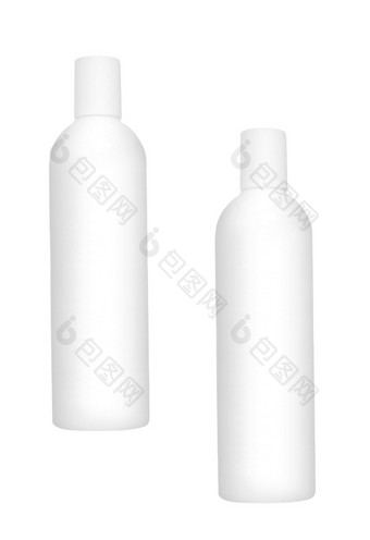洗发水过来这里乳液白色塑料瓶孤立的洗发水过来这里乳液白色塑料瓶
