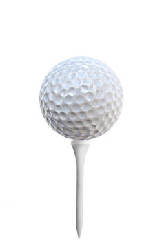 高尔夫球球三通孤立的白色高尔夫球球