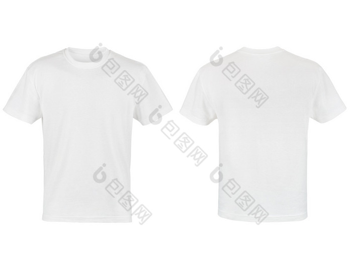 两个白色t恤孤立的白色背景两个白色t恤孤立的