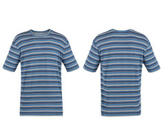 蓝色的条纹t恤孤立的白色背景蓝色的条纹t恤