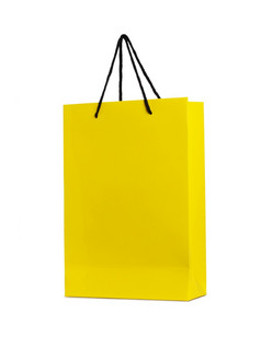 黄色的购物袋孤立的白色背景黄色的购物袋孤立的