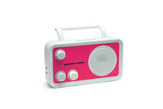 粉红色的老成形广播孤立的白色背景粉红色的老成形广播