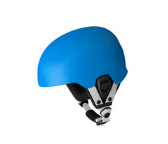 蓝色的自行车头盔孤立的白色背景蓝色的自行车头盔孤立的
