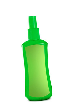 绿色化妆品瓶孤立的白色背景绿色化妆品瓶孤立的