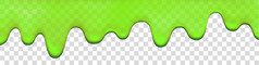 绿色黏液滴孤立的透明的背景滴油漆万圣节粘液现实的向量插图