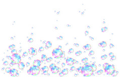 现实的透明的色彩斑斓的肥皂泡沫与彩虹反射孤立的网纹背景向量纹理