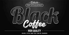 可编辑的文本风格效果黑色的咖啡文本风格主题图形设计元素