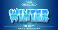 可编辑的文本风格效果冬天文本风格主题图形设计元素