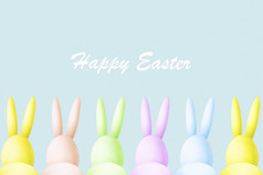插图彩色的复活节兔子使鸡蛋看的登记快乐复活节有创意的摘要照片蓝色的背景