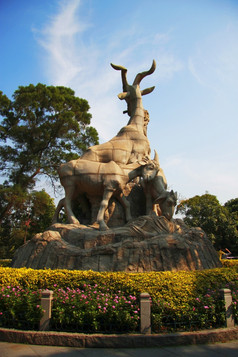 五个山羊雕像广州城市中国