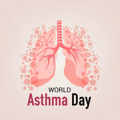向量插图背景为世界哮喘一天
