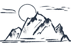 山背景向量插图手画草图山范围日出日落的山山背景向量插图