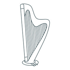 字符串音乐的仪器竖琴向量插图竖琴涂鸦风格孤立的黑色的对象大纲画仪器为音乐字符串音乐的仪器竖琴向量插图