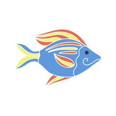 美丽的条纹海鱼孤立的涂鸦风格插图水下居民彩色的婴儿字符向量海生活卡通剪纸艺术美丽的条纹海鱼孤立的涂鸦风格插图