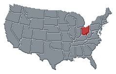 地图的曼联州俄亥俄州突出显示政治地图曼联州与的几个州在哪里俄亥俄州突出显示