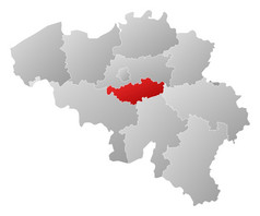 地图比利时隆伊格诺突出显示政治地图比利时与的几个州在哪里佛兰德的伊格诺突出显示
