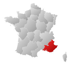 地图法国Provence-Alpes-Cotersquo天蓝色突出显示政治地图法国与的几个地区在哪里Provence-Alpes-Cotersquo天蓝色突出显示