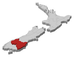 地图新新西兰奥塔哥突出显示政治地图新新西兰与的几个地区在哪里奥塔哥突出显示
