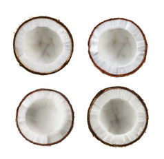集一半椰子孤立的白色背景