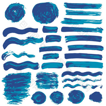 集合蓝色的油漆墨水刷中风刷行垃圾脏元素集合墨水墨水刷中风刷行垃圾