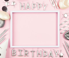 生日饰品粉红色的背景