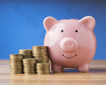 前面视图金融元素与粉红色的小猪银行决议和高质量美丽的照片前面视图金融元素与粉红色的小猪银行高质量美丽的照片概念