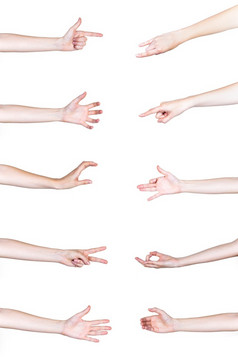 集人类手手势白色背景高决议照片集人类手手势白色背景高质量照片