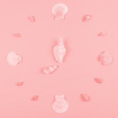 贝壳装饰粉红色的背景