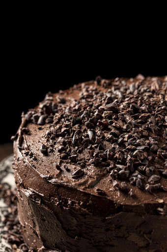 关闭视图巧克力蛋糕概念