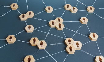 网络相互联系的人的相互作用之间的员工和工作组社会业务连接网络沟通分散的分层系统公司组织