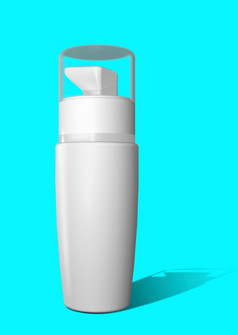 化妆品模型模板蓝色的toscha背景塑料容器为化妆品产品管奶油能美产品孤立的白色背景呈现