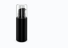 黑色的不光滑的喷雾布特尔模型孤立的从背景洗发水塑料布特尔包设计空白卫生医疗身体面部哪模板插图