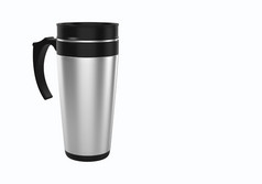 呈现不锈钢钢旅行杯子为咖啡茶孤立的白色背景合适的为你的模拟元素项目