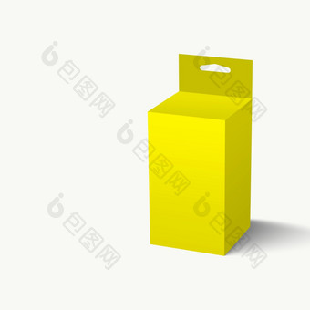 插图黄色的挂槽<strong>包装盒</strong>子孤立的白色背景合适的为你的项目元素<strong>设计</strong>
